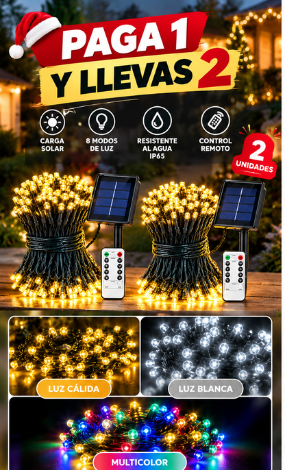 luces de navidad panel solar