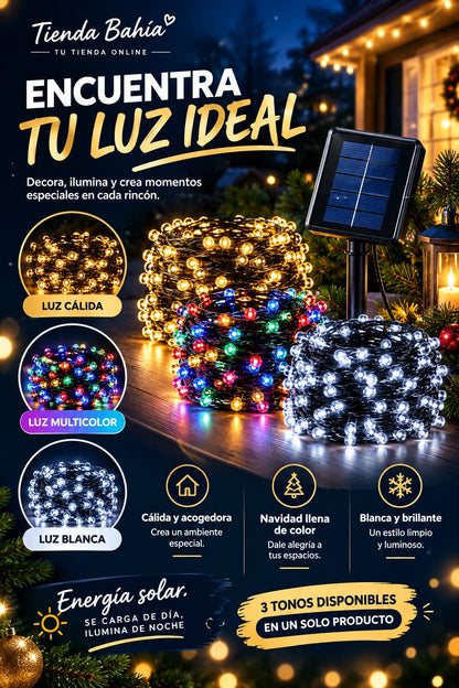luces de navidad panel solar