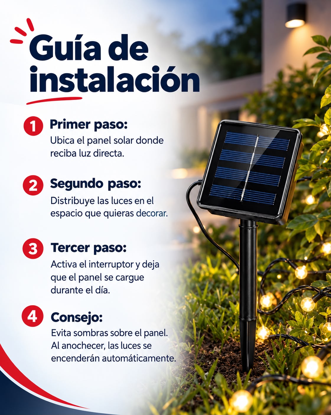luces de navidad panel solar