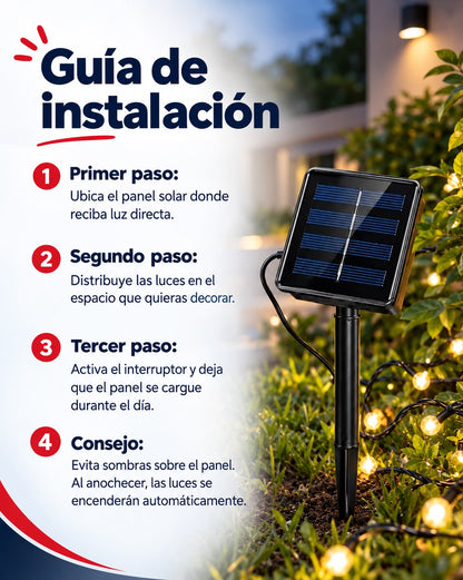 luces de navidad panel solar